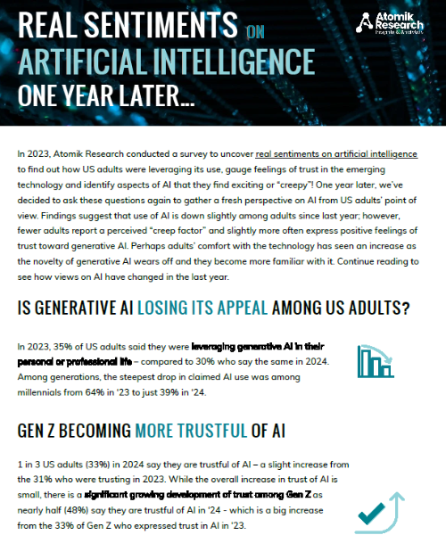 Page of a report detailing sentiments on Artificial Intelligence by survey participants